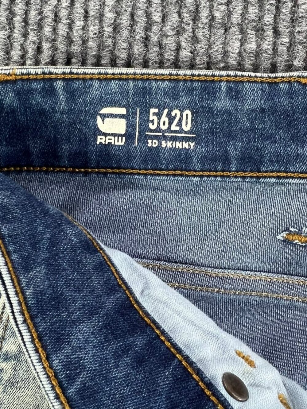 G Star Raw 5620 3D Skinny Zip Knee Jeans Mens 40x32 Denim - Picture 8 of 15